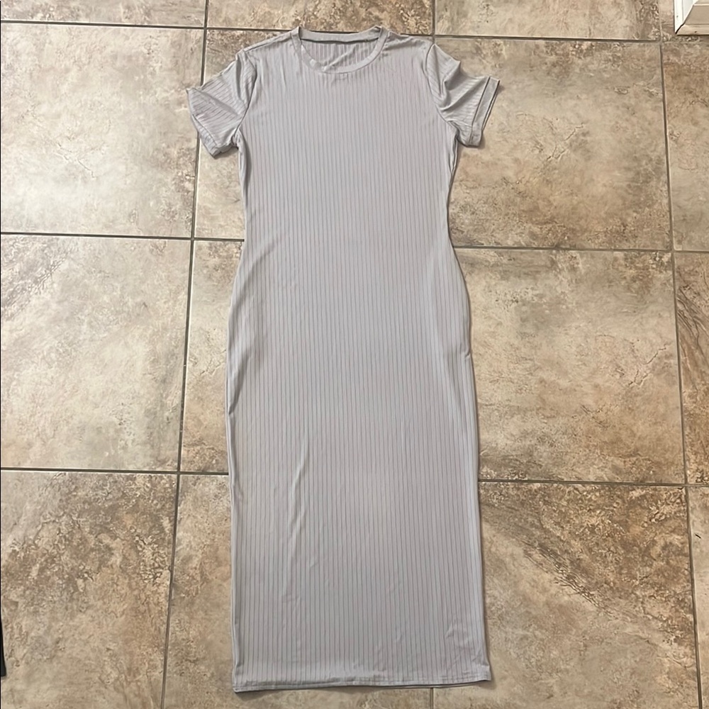 Gray Ribbed Maxi Dress